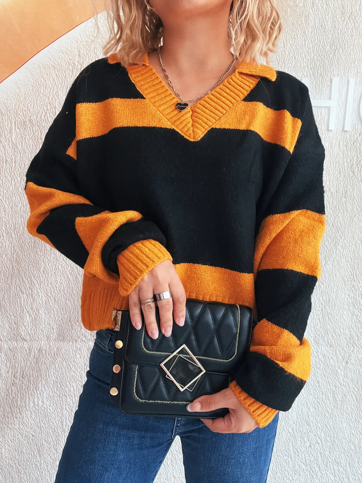 Color Block Long Sleeve Sweater
