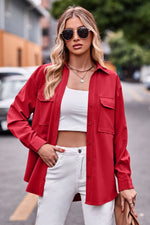 Dropped Shoulder Longline Shirt with Pockets