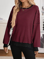 Exposed Seam Striped Contrast Sweatshirt