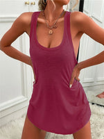 Casual Tank Mini Dress with Curved Hem