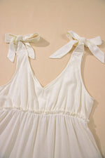 Solid Color Tied Straps Ruffle Tiered Mini Dress