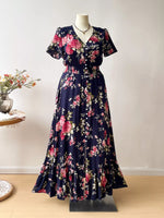 Plus Size Floral Print Short Sleeves V-Neck Dress