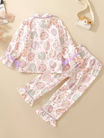 Children's Egg Print Pajama Set with Bow Accents