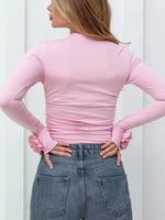 Flower Round Neck Long Sleeve T-Shirt
