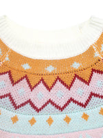 Geometric Round Neck Long Sleeve Sweater