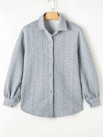 Cable Texture Puff Sleeve Loose Shacket