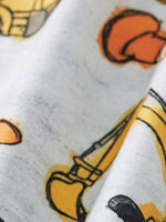 Children's Construction Vehicle Print Round Neck Tee and Shorts Set