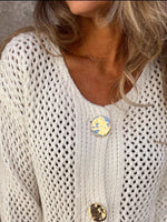 Crochet Button Up Long Sleeve Cardigan