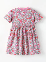 Children's Floral Print Short Sleeve A-Line Dress