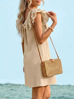 Ruffled Sleeve Square Neck Casual Dress
