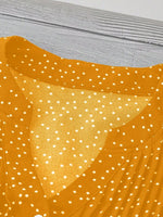 Polka Dot Notched Ruffled Cap Sleeve Blouse