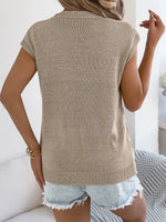Round Neck Cap Sleeve Knit Top