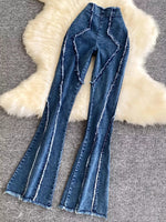 Raw Hem Denim Cami and Flare Jeans Set