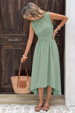 Sleeveless High-Low Hem A-Line Dress