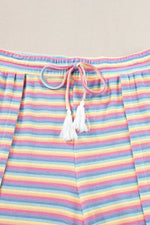 Striped Round Neck Short Sleeve Top and Pants Set