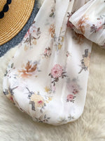 Floral Print Chiffon Balloon Sleeve Blouse