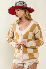 BiBi Checked V-neck Cardigan