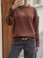 Crew Neck Ribbed Hem Sweater