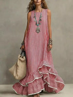 Striped Ruffle Hem Maxi Dress