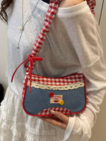 Cherry Plaid Strap Crossbody Bag