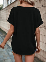 Full Size Decor Button Short Sleeve T-Shirt Plus Size