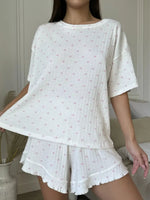 Heart Print Casual Top and Shorts Lounge Set
