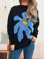Flower Dropped Shoulder Sweater