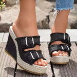 Buckle Open Toe Wedge Sandals