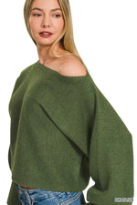 Zenana Boat Neck Balloon Sleeve Sweater