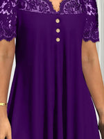 Lace Panel Short Sleeve Blouse
