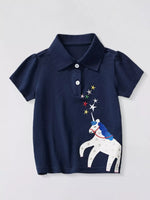 Children's Unicorn & Stars Embroidered Polo