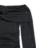 Off-Shoulder Glitter Evening Maxi Dress