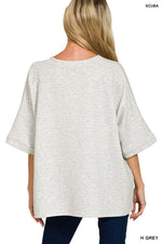 Zenana Scuba Round Neck Top with Side Slits