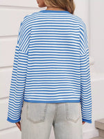 Striped Button-Down Knit Cardigan