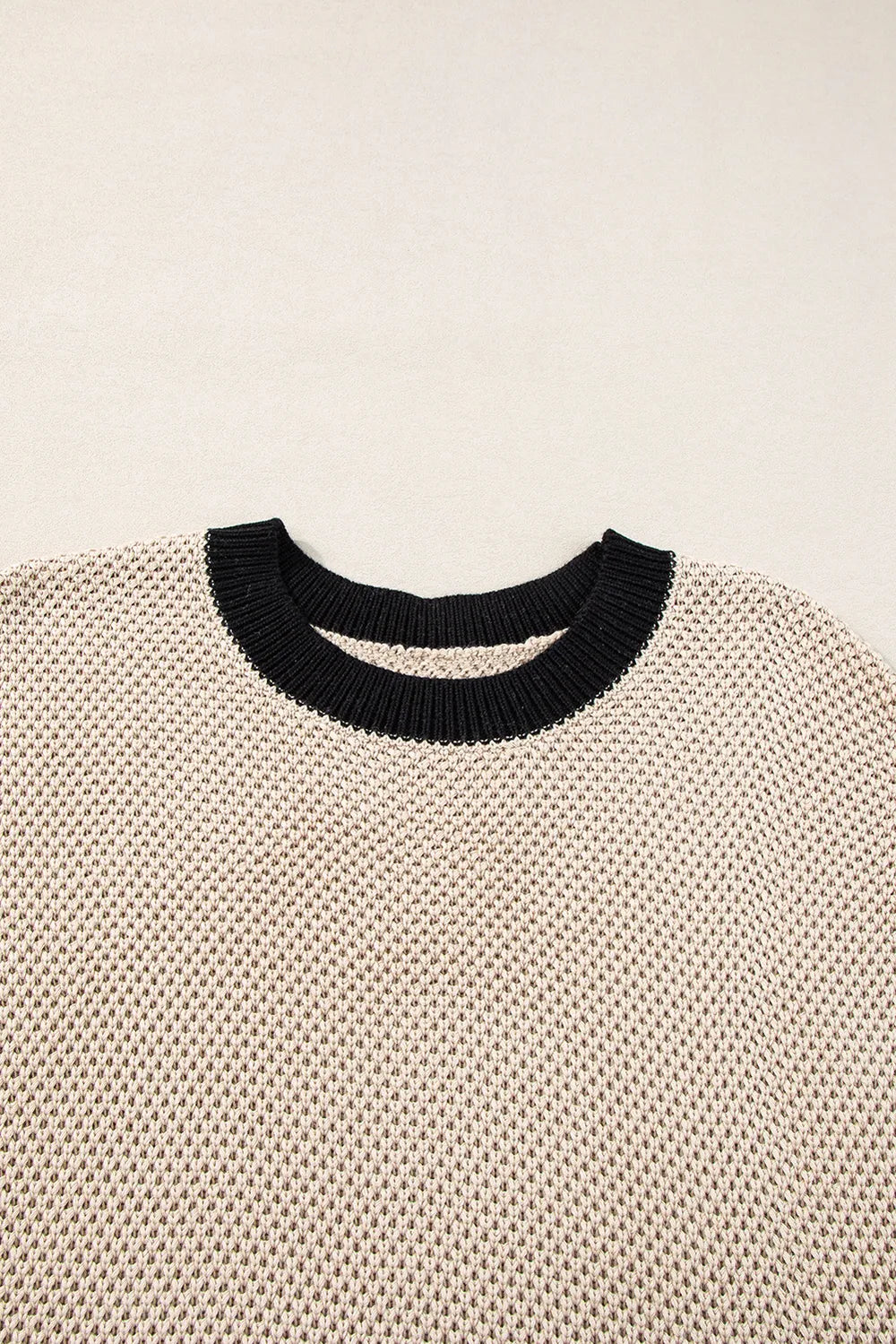 Contrast Trim Round Neck Cap Sleeve Knit Top