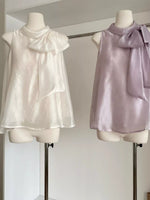 Bow Chiffon Sleeveless Top