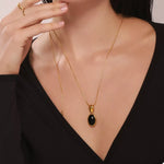 18K Gold-Plated Stainless Steel Necklace with Teardrop Pendant