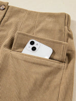 Corduroy Buttoned Front Mini Skirt