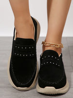 Studded Round Toe Platform Slip-Ons