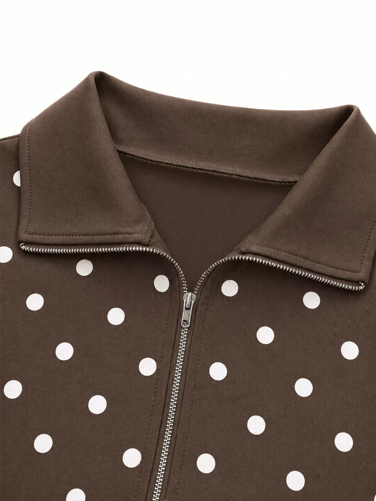 Polka Dot Half Zip Cropped Sweatshirt