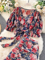 Floral Print Crop Top and Skirt Set