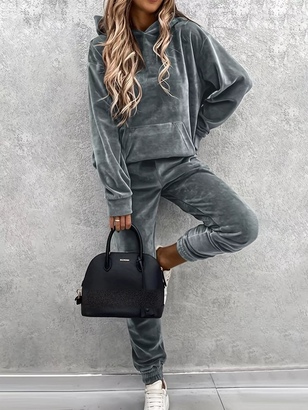 Kangaroo Pocket Hoodie and Pants Set
