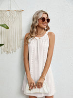 Eyelet Round Neck Sleeveless Dress