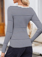 Striped Long Sleeve Scoop Neck T-Shirt