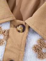 Flower Pattern Button Up Fleece Jacket