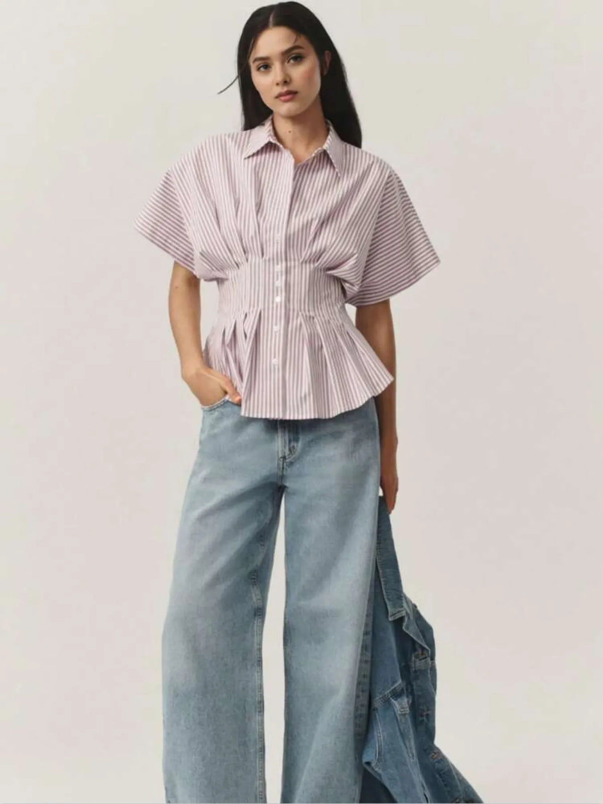 Striped Short Sleeve Button-Up Shirt