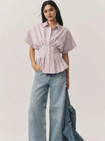 Striped Short Sleeve Button-Up Shirt