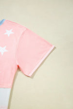 Patriotic Star Color Block T-Shirt