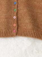 Button-Up Ribbed Hem Cardigan with Chest Pocket