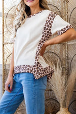 Leopard Trim Casual T-Shirt